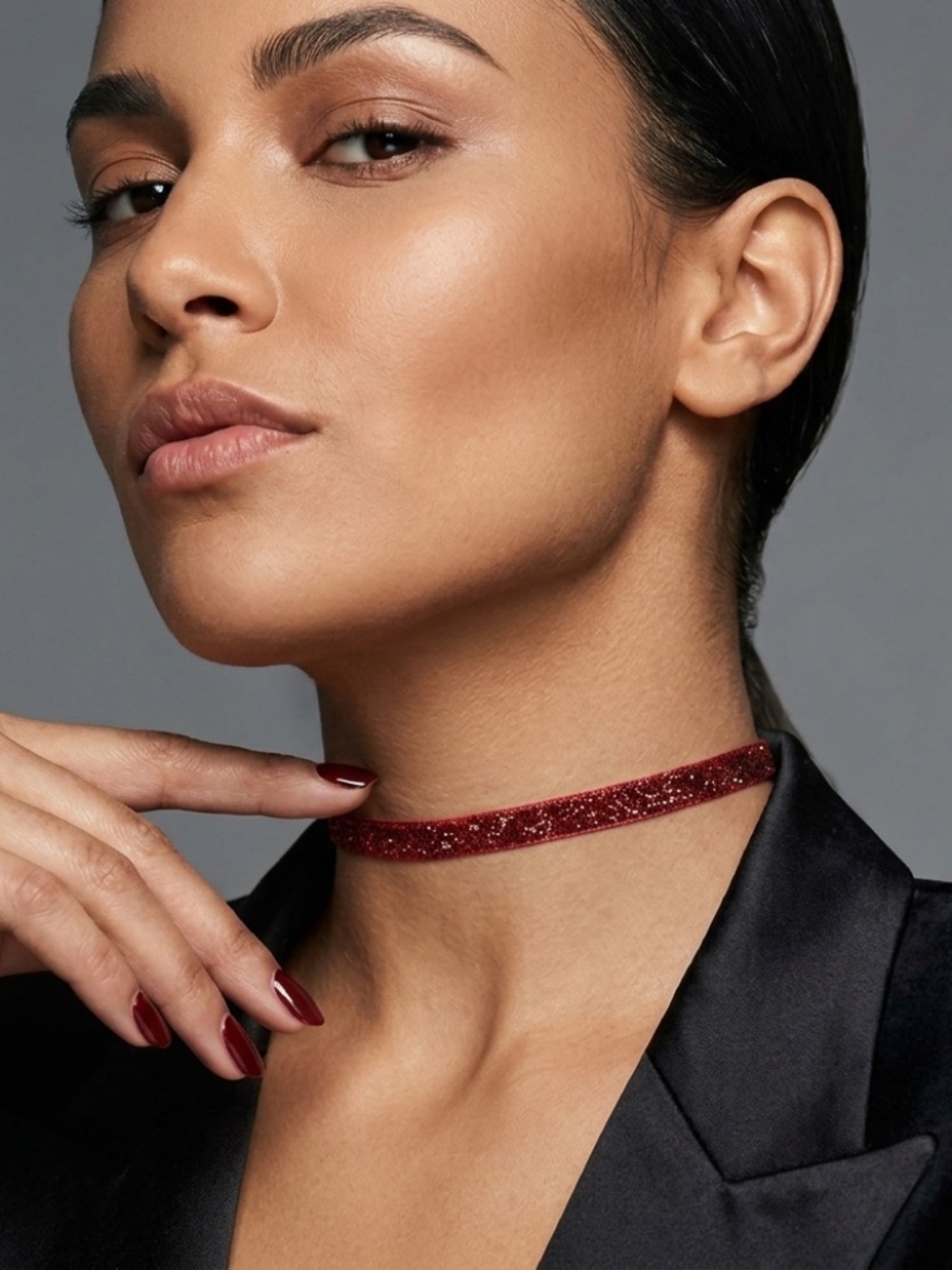 Red Glitter Sparkle Choker Necklace